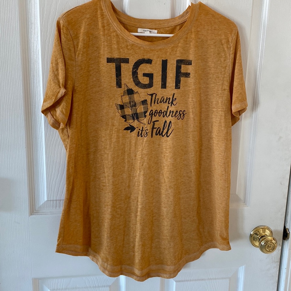 Maurice’s Size XL tshirt golden color Thank Goodness it’s fall